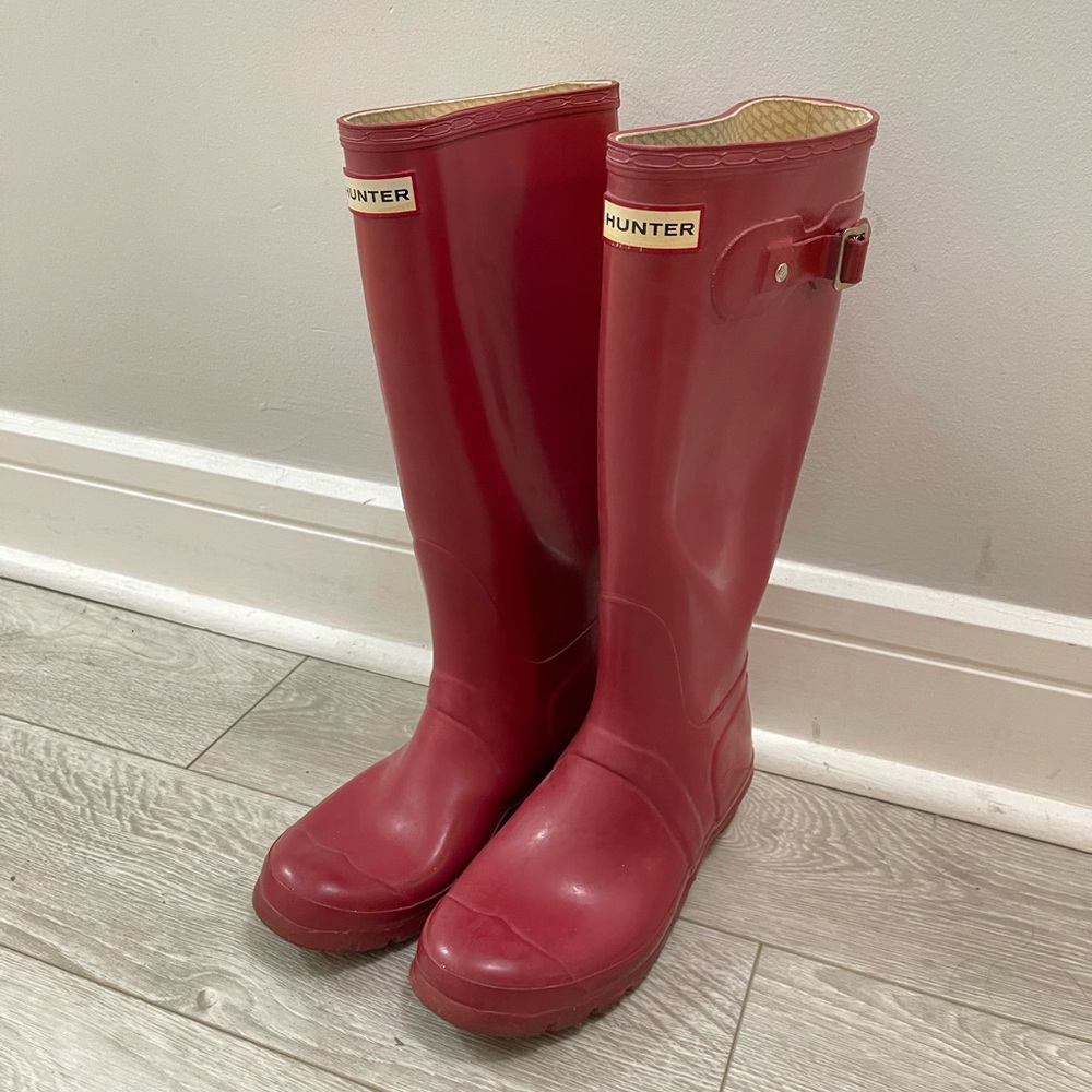 Hot Pink Hunter Boots - Size 8